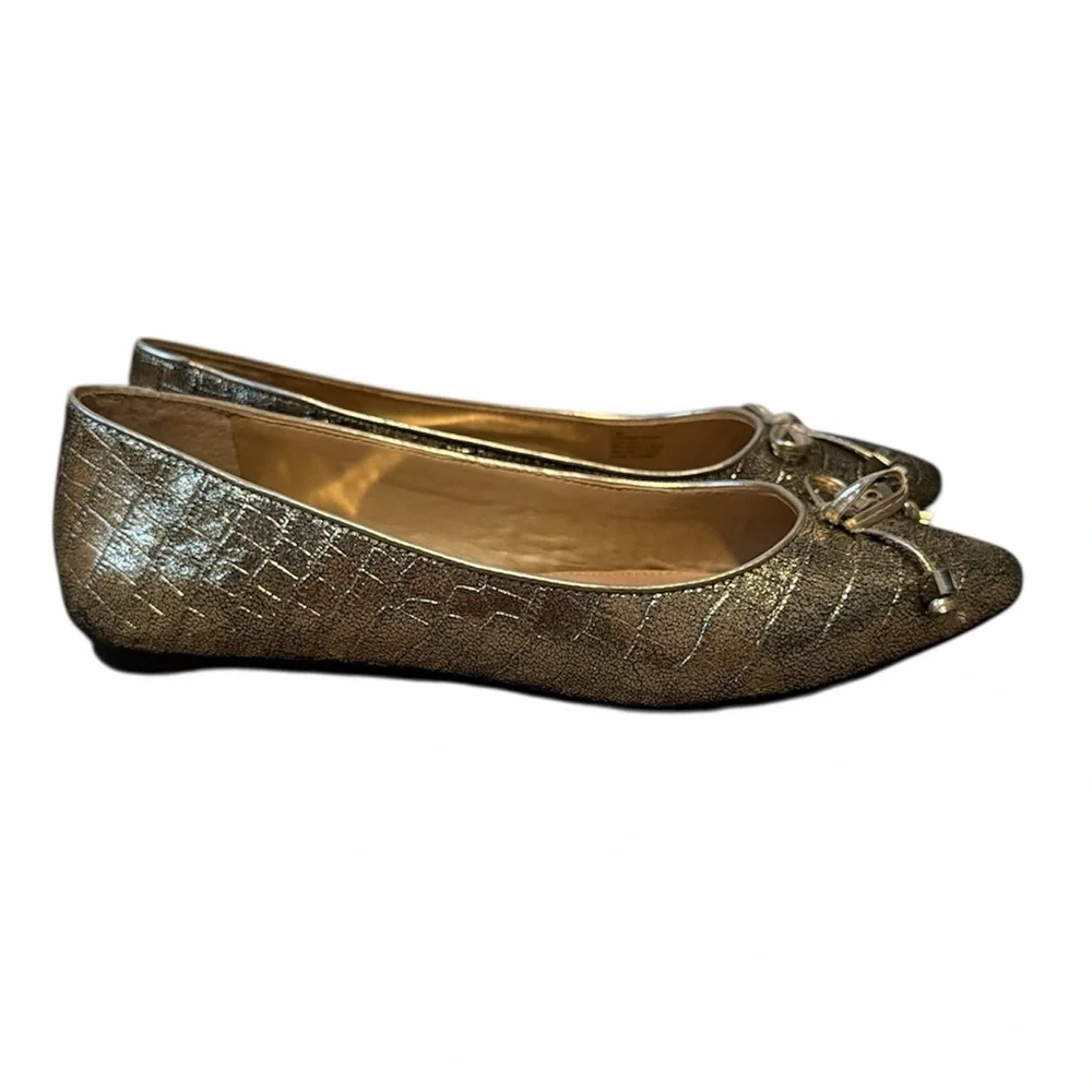 Antonio Melani gold metallic ballet flats size 7.5‎ comfort dressy party work